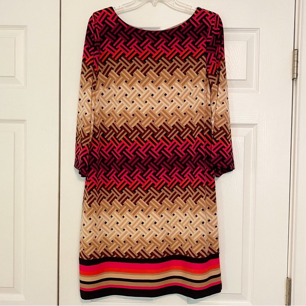 EUC LIKE NEW Eliza J Basketweave Print Dress 12